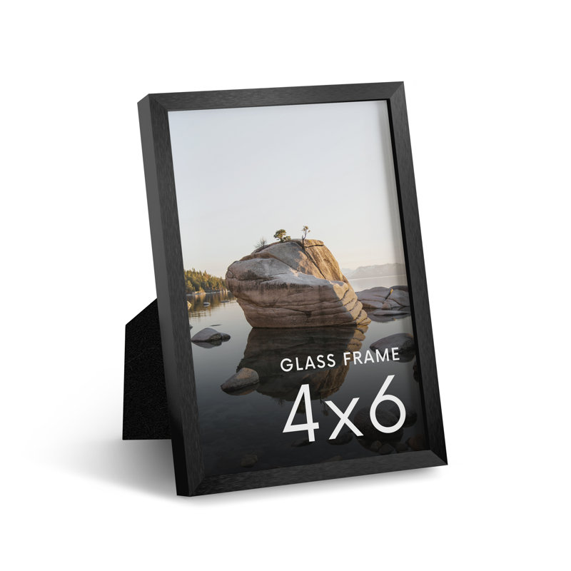 Cadre photo en métal avec verre, Noir, L 4 po x H 6 po