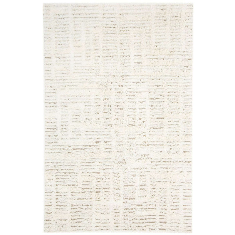 Tapis géométrique en laine tissé à la main Mikial, Rectangle 8 pi x 10 pi