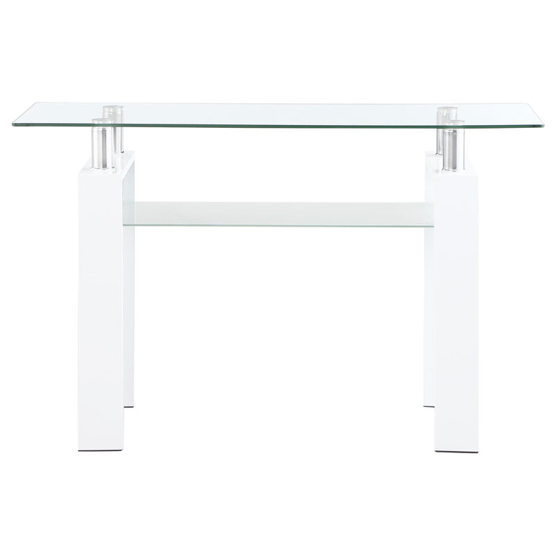 Iginio 47.6'' W Console Table with Glass Top, White