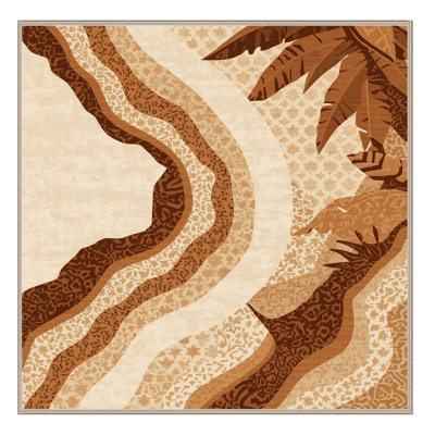 Tapis marocain doux et moelleux d'inspiration mondiale Tonnele - reliure beige
