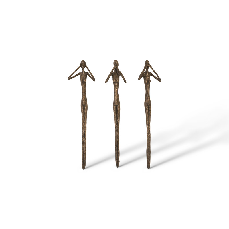 See, Speak, Hear No Evil Wall Art 3 Piece, Bronze