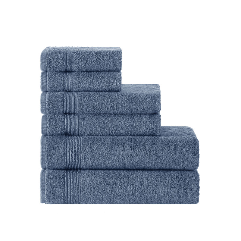 Ozdilek 6-Piece Bath Towel Set, 2 Bath, 2 Hand, 2 Wash, 100% Cotton Turkish Towels, 2 Bath Towels (27x54), 2 Hand Towels (16x30), 2 Washcloths (13x13) (Ocean Blue)
