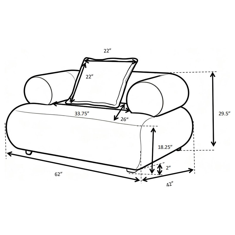 Ensemble canapé et fauteuil d'appoint Eskola 2 pièces en chenille ivoire