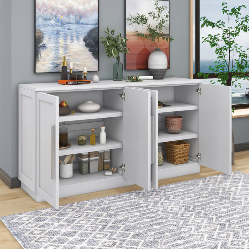 Buffet avec rangement et armoire à buffet avec poignées argentées Trexm