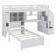  Lit mezzanine simple au-dessus de simple Karanfila avec bureau intégré et escalier, avec compartiments de rangement et tablettes-691808303