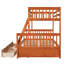 Lit simple superposé simple avec échelle et 2 tiroirs de rangement, structure de lit mezzanine en bois de noyer pour enfants et adolescents-117987559