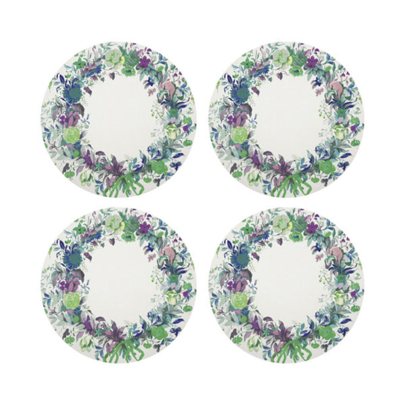 Wreath Flowers Pebble 16" Vinyl Placemat, Blue