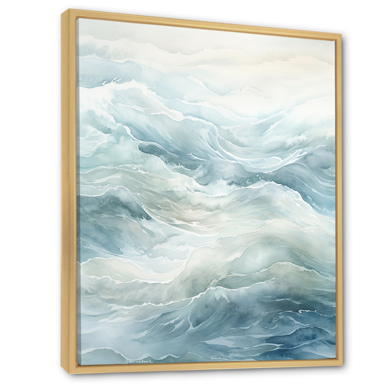 Impression sur toile Ocean Minimal Waves Charm, Cadre naturel flottant, H 20 po x l 12 po x P 1 po