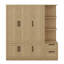 Élégante garde-robe de rangement en bois à 3 portes, deux tringles et tablettes-2037088960
