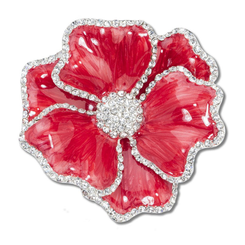 Crystal Flower Napkin Ring, Red
