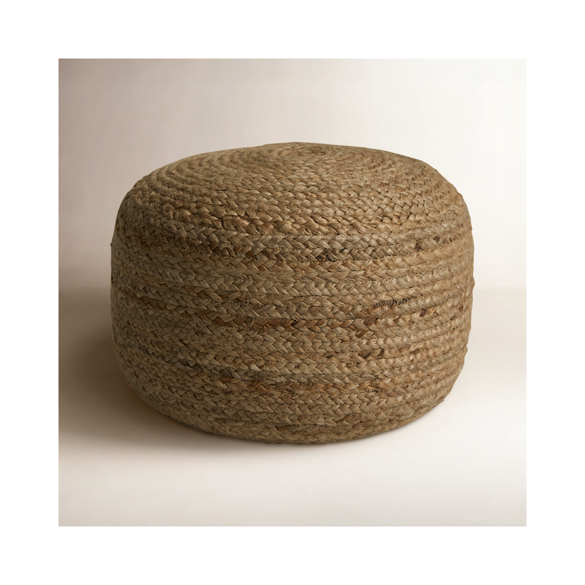 Teele 18" Wide Round Pouf Ottoman, Natural