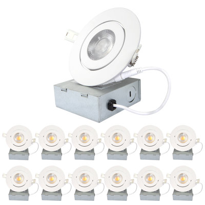 4" Led Eyeball Gimbals Adjustable Recessed Lighting Kit Selectable Colour Temperature Dimmable 12pk 