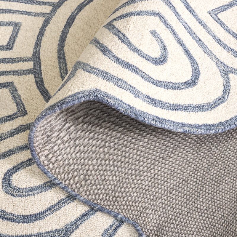 Tapis géométrique en laine / coton touffeté à la main Novelty Gregorey, Ovale 4 pi 6 po x 6 pi 6 po