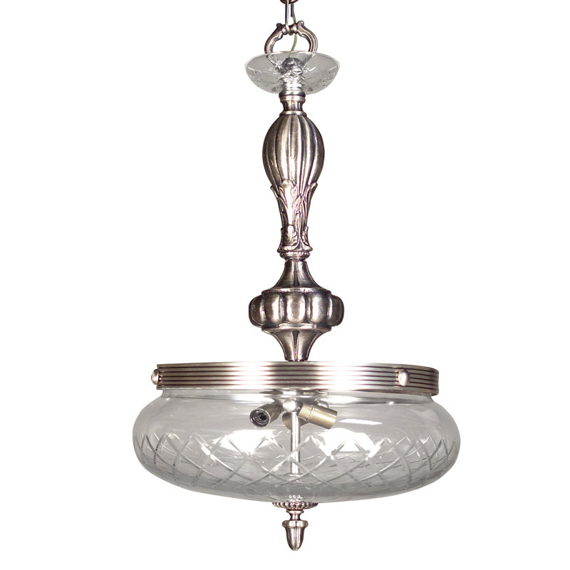 Luminaire suspendu bol 3 lumières unique Chatham, Argent millénaire