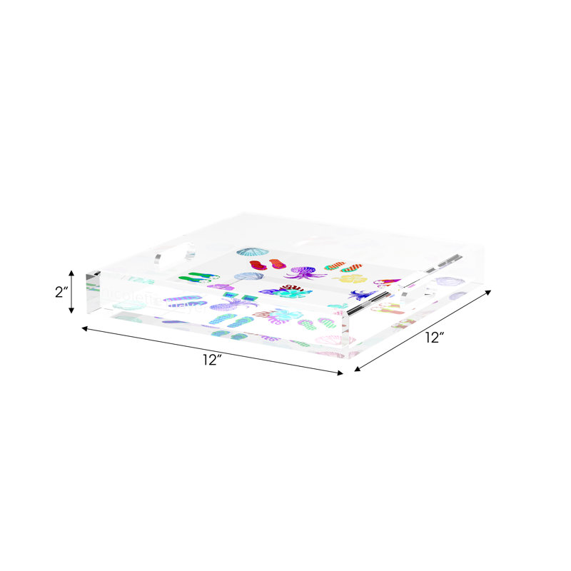 Winter in Florida Acrylic Square Decorative Tray, Colorful, 12"W x 12"D x 2"H