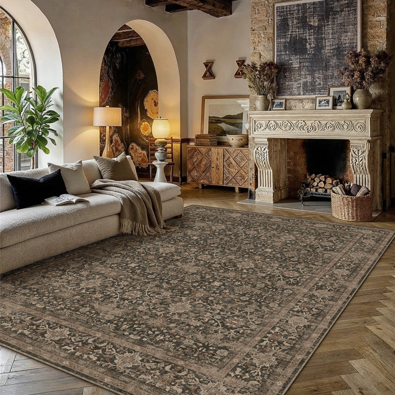 Isla Vintage Oriental Machine Washable Area Rugs With Non-Slip Backing, 0.28", Rectangle 8' x 10'