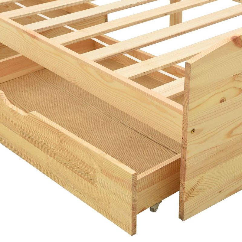 Ahrens EU Single - 90 X 200 Cm Solid Wood Storage Bed, Beige