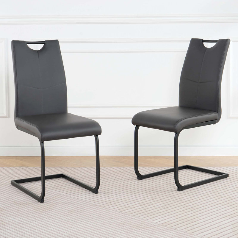 Chaise de salle à manger en polyuréthane, chaise d'appoint, 2, Gris