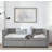 Twin sized upholstered daybed featuring two drawers, adorned with buttons and copper nails on its square arms-1872841670