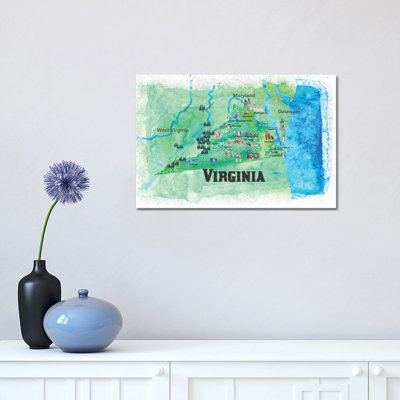 " The USA, Virginia State Travel Poster Map " by Markus And Martina Bleichner