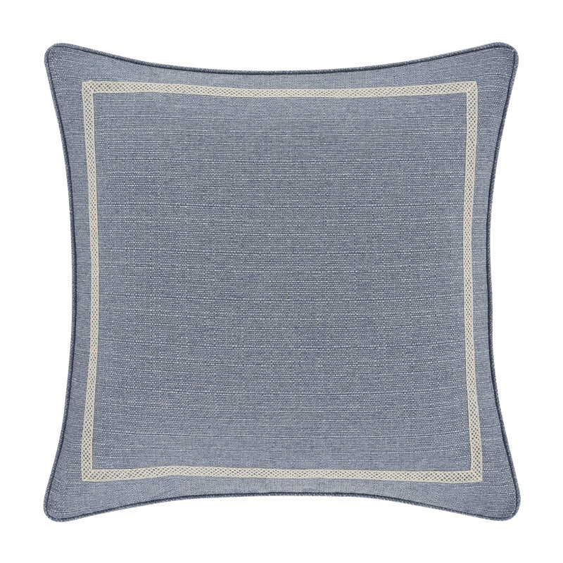 Augusta Embroidered Ivory and Blue Euro Sham, 26x26