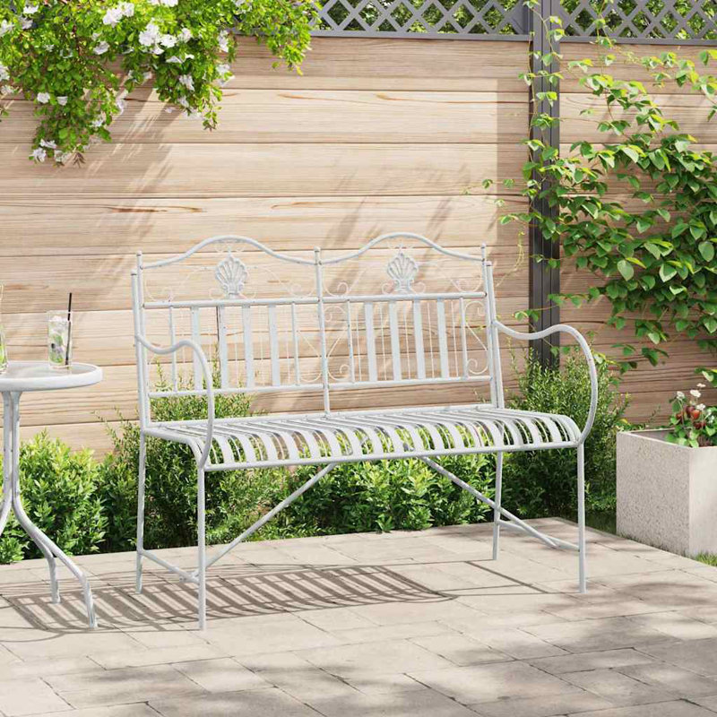 Steel Outdoor Bench, White