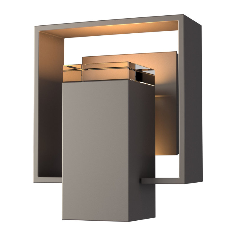 Shadow Box Outdoor Armed Sconce, 11.7" H x 10" W x 4" D, Natural Iron, Coastal Black