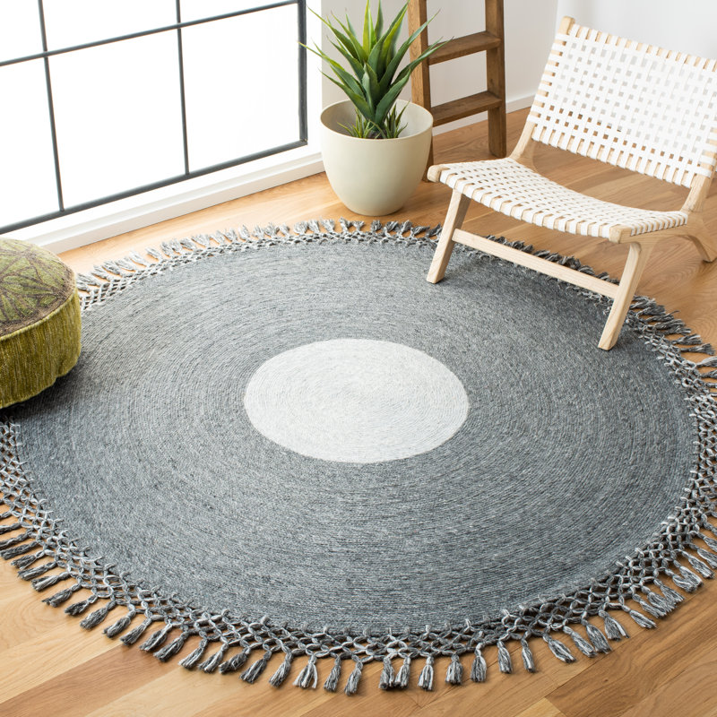 Tapis gris touffeté à la main Cullen, Rond 5 pi