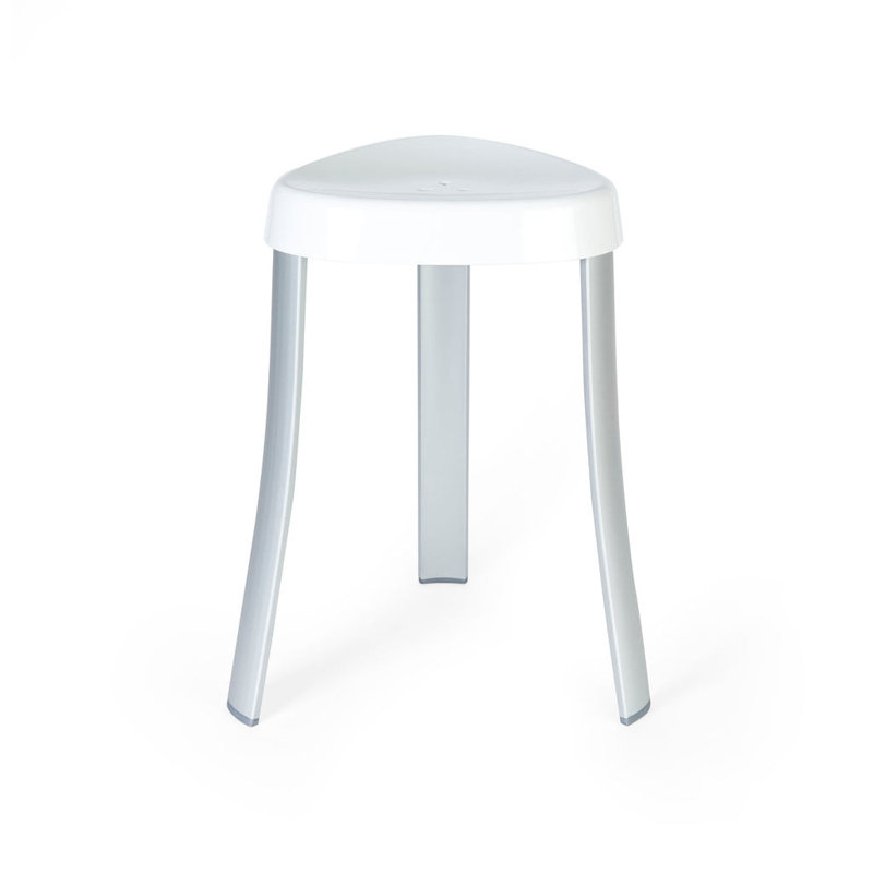 Banc de douche en coin 18 po en aluminium blanc et plastique robuste