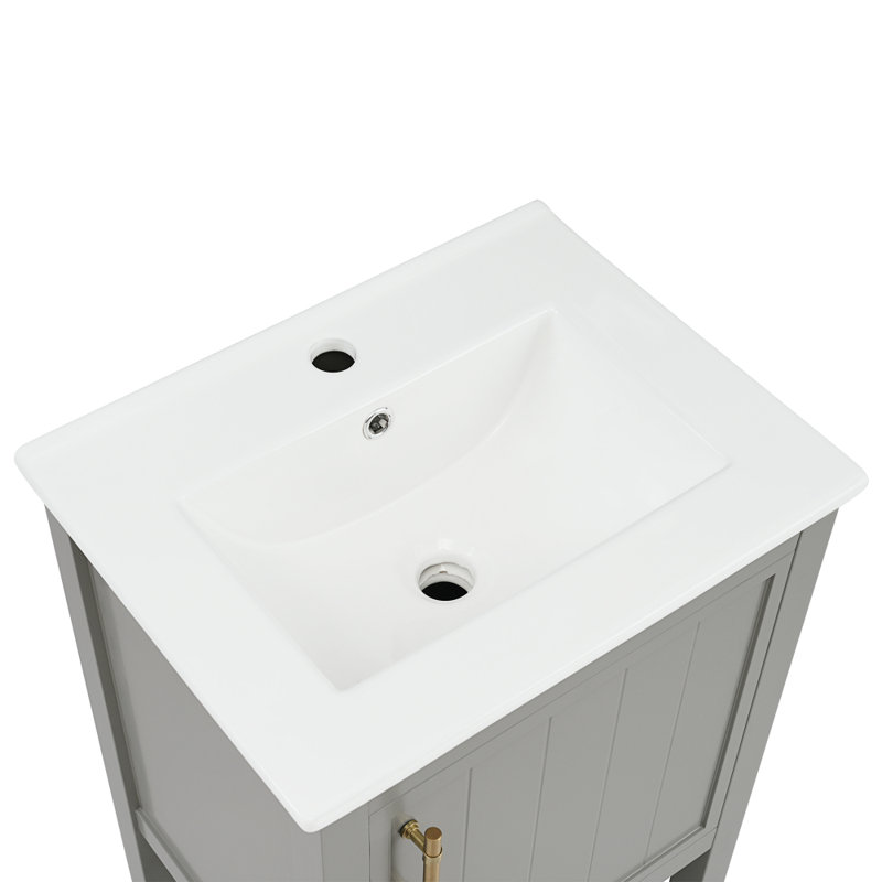 Meuble-lavabo avec lavabo, armoire de salle de bain avec support de rangement et tablette ouverte