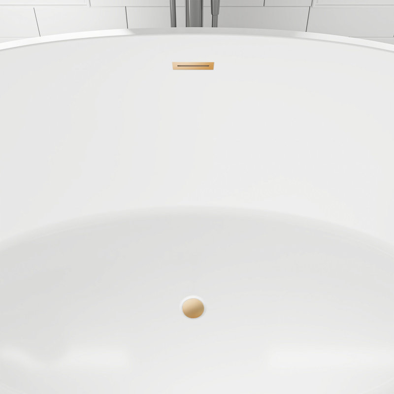 Baignoire autoportante en acrylique, Blanc / or titane, H 23,2 po x l 39,8 po x L 68,5 po