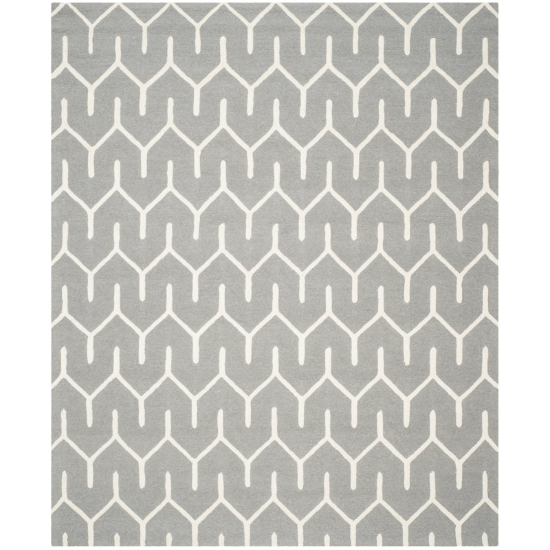 Deedgra Hand Tufted Wool Geometric Rug, Rectangle 8' x 10'