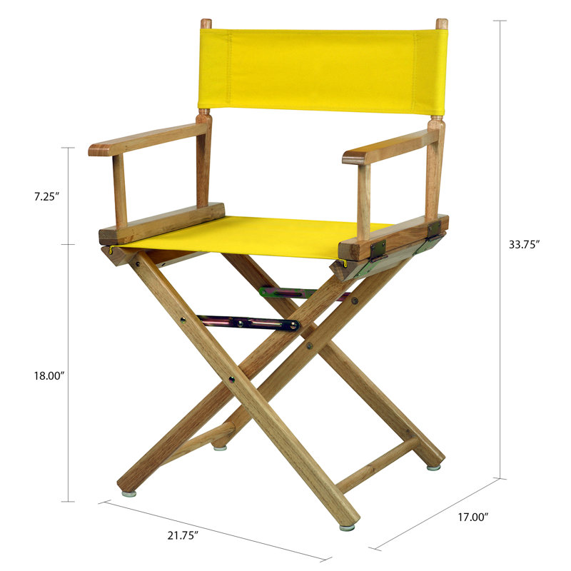 Chaise de réalisateur pliante 18 po, Naturel, Jaune