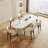 Maxsony Mid Century Dining Table with Glossy Stone Tabletop, Rectangular  Kitchen Table with Solid Wood Double Pedestal for 6-586655998-588410529