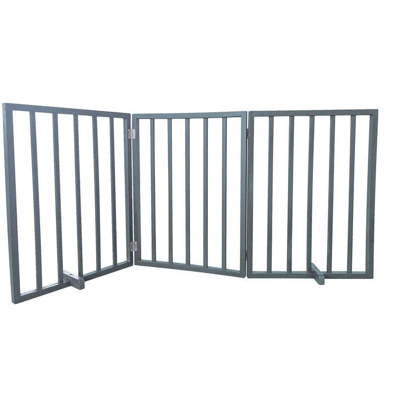 Barrière pour animaux autoportante en bois, gris
