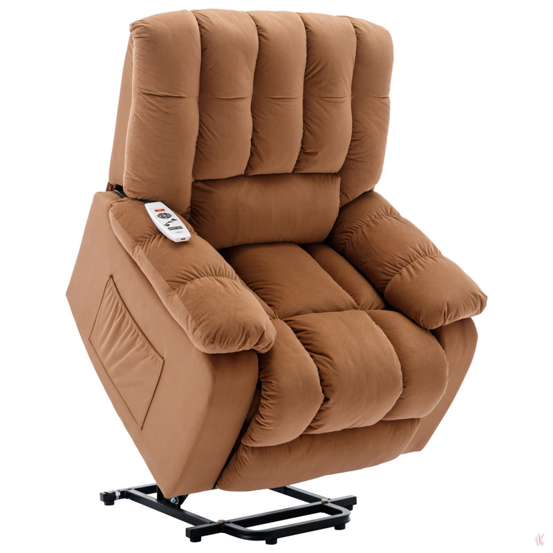 Fauteuil inclinable à massage électrique avec chaleur, vibration, poche latérale pour le salon, la chambre à coucher, brun clair