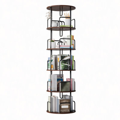 Étagère rotative rotative à 5 niveaux, bibliothèque pivotante, étagère haute rotative à 360 livres, étagère de rangement ronde à rotation verticale, organisateur d'étagère à livres pour chambre à coucher, salon