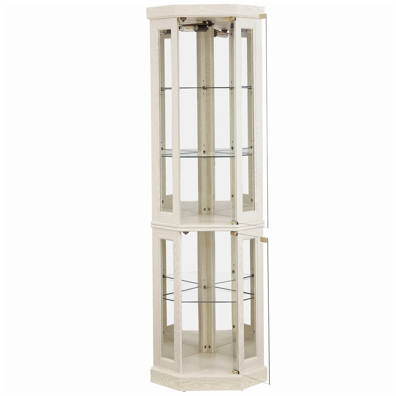 Vitrine d'angle vitrée d'angle pour vitrine d'angle pour le salon, armoire vitrée, collection Antique, vin, lumière de rangement en verre pour bar incluse, blanc antique