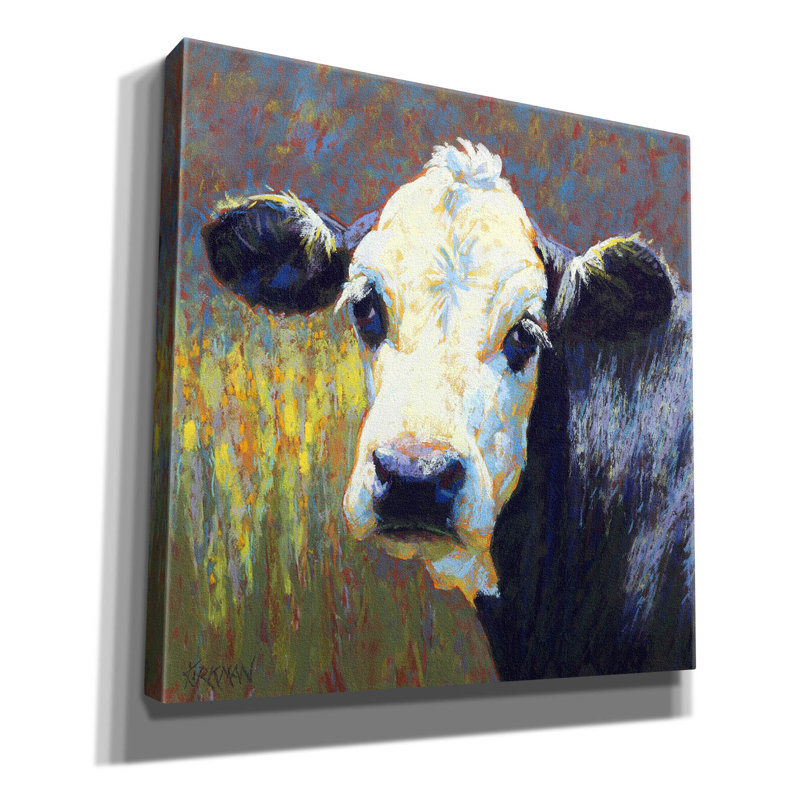 «Moo» par Rita Kirkman, art mural sur toile, H 12 po x l 12 po x P 0,75 po