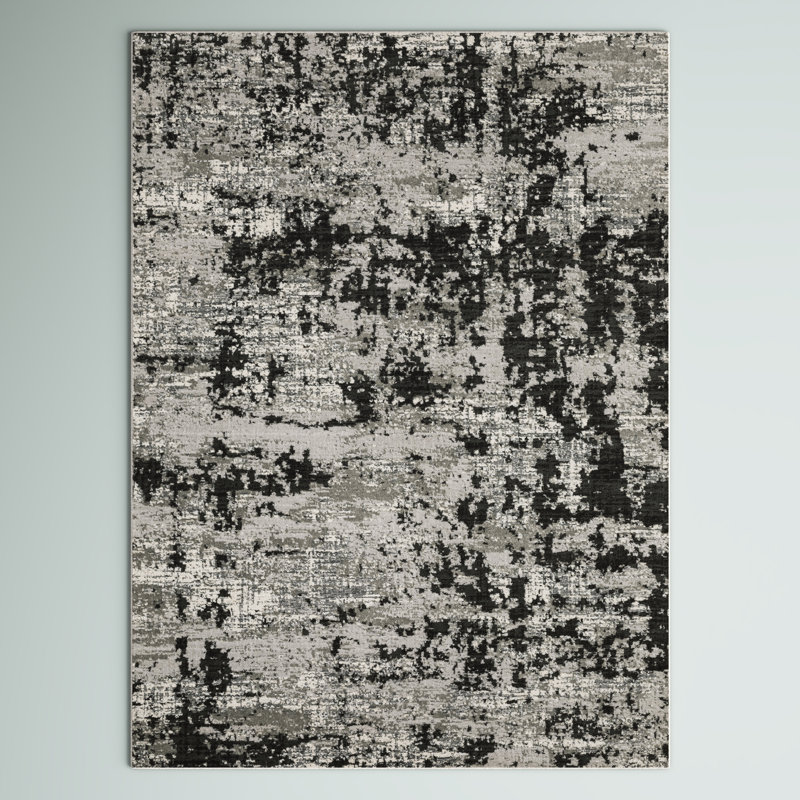 Tapis gris / noir Belinda, Rectangle 6 pi 7 po x 9 pi 6 po