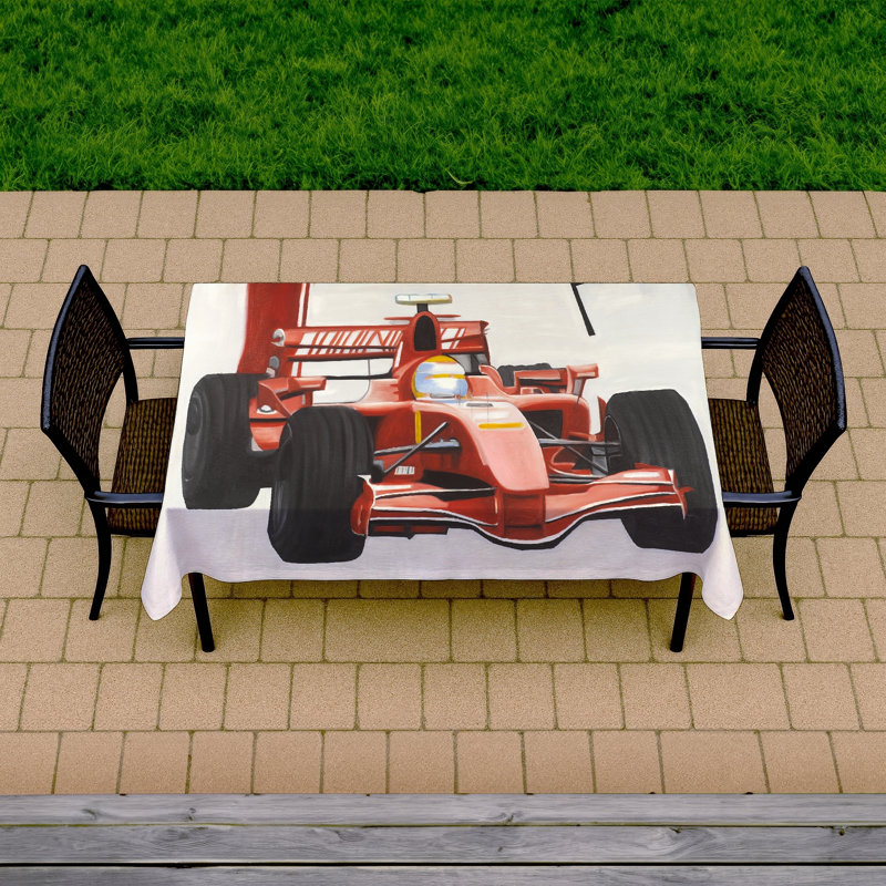 Scenic Red Man Cave Tablecloth | Formula 1 Car Decor Indoor/Outdoor