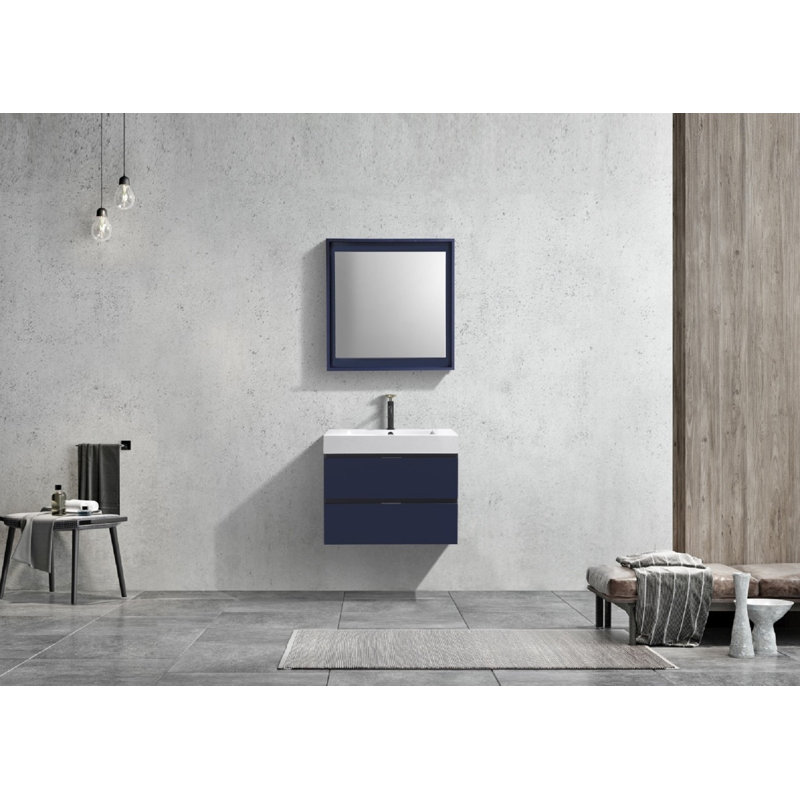 Ensemble de meuble-lavabo mural simple 30 po Royka, Bleu