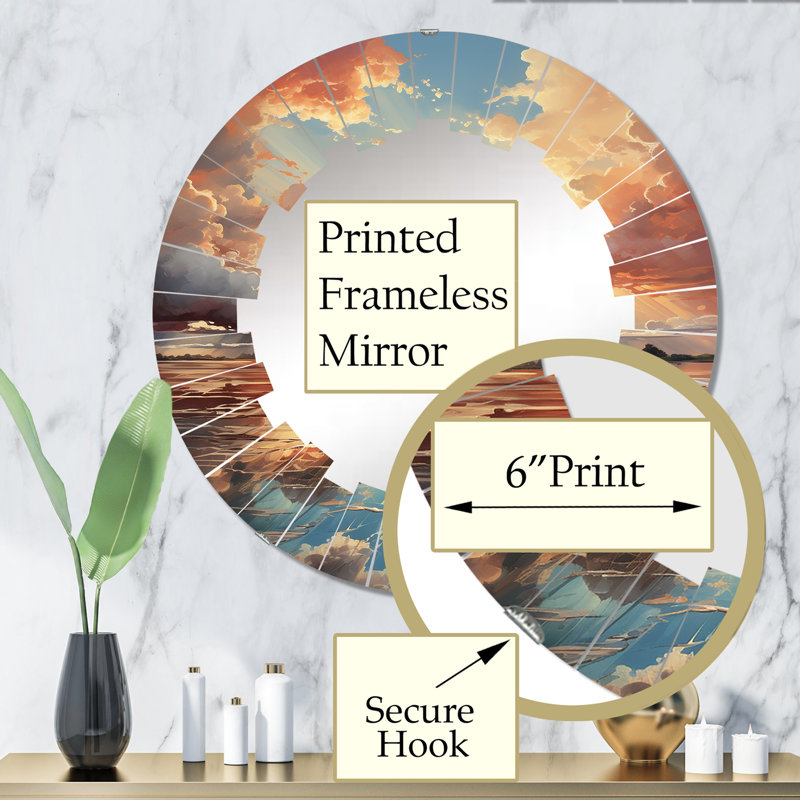Mondercange - Miroir mural rond, 32 po x 32 po