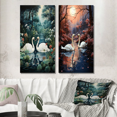 Swans Eternel Love - Swans Metal Art Print Set Of 3