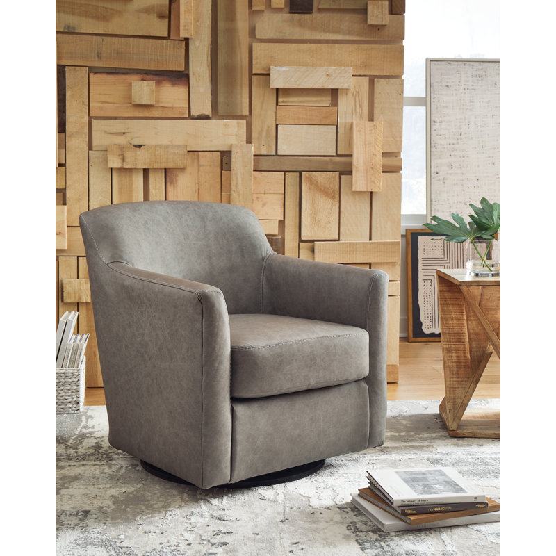 Fauteuil d'appoint pivotant Bradney, Similicuir gris
