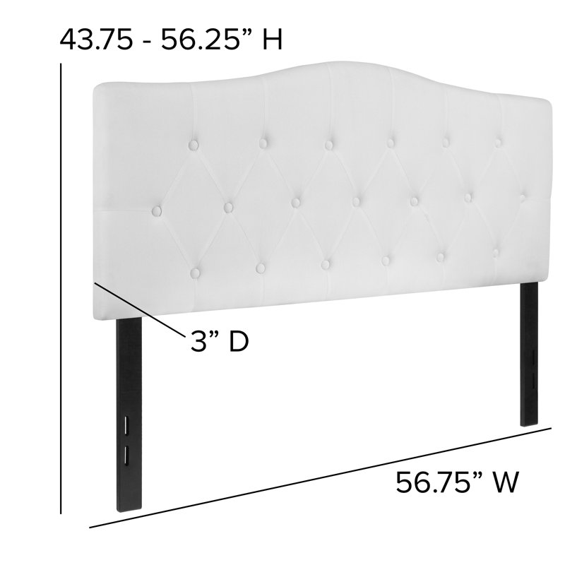 Ciriaca Arched Button Tufted Upholstered Headboard, Full, White