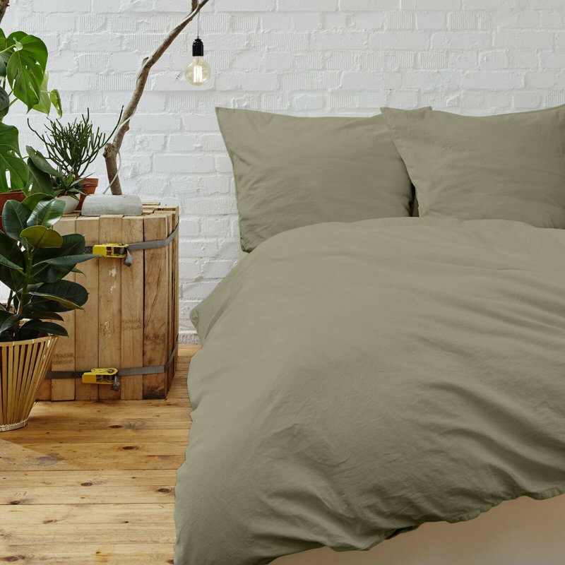 Flatweave Duvet Cover, King Comforter + 2 King Shams, Sage