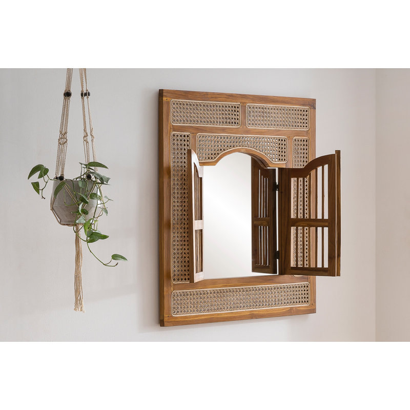 Alfeu Solid Wood Rectangle Wall Mirror