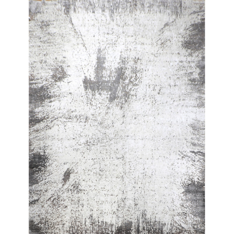 Tapis ivoire noué à la main de haute qualité, Rectangle 6 pi x 9 pi