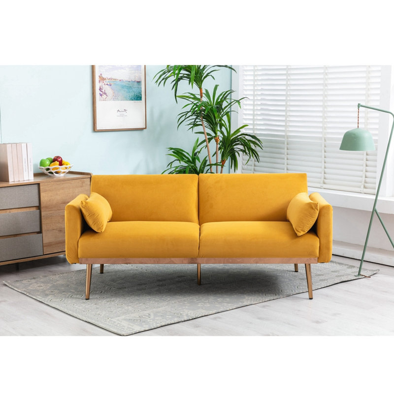 Accent Velvet Loveseat Sofa With Metal Feet Metal Sofa, Velours mangue